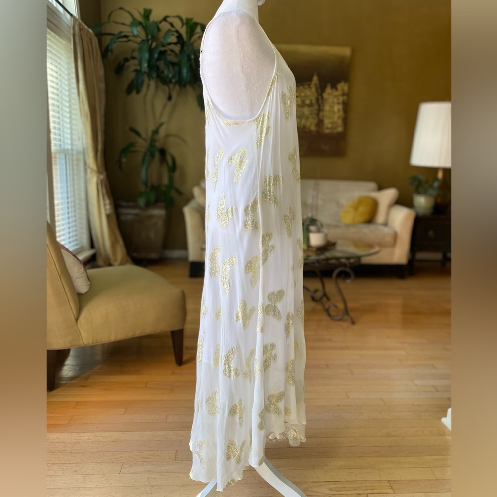 Muche + Muchette White Gold Butterfly Slip Dress Midi Chiffon Fairycore one size - Picture 5 of 16